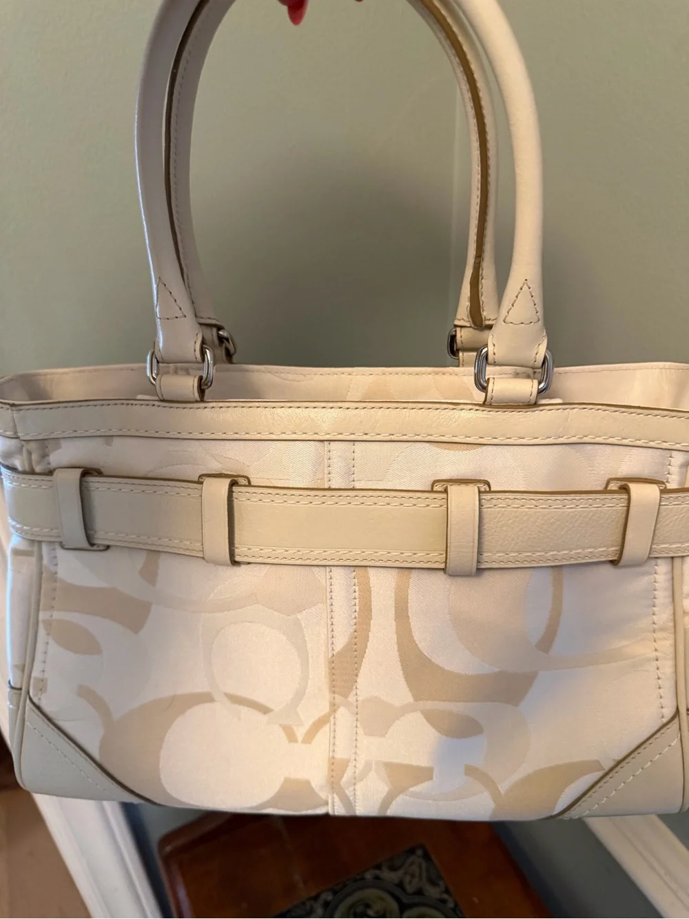 Coach Hamptons Optic Signature Stripe Satchel/Carryall